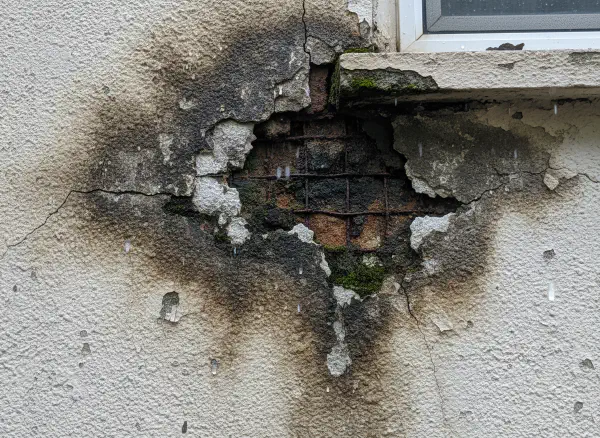 Before stucco repair - Water Intrusion Stucco Repair